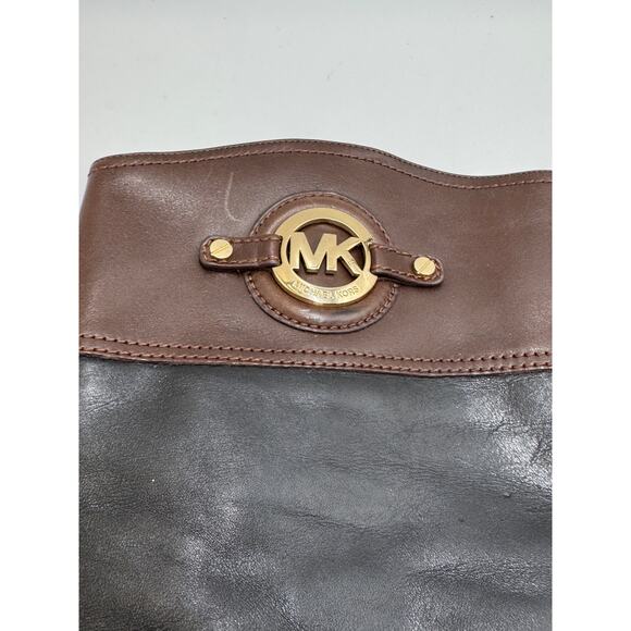 Michael Kors · 7M · Tall Riding Boots · Genuine Leather · Black/Brown · Gold MK - Picture 5 of 13